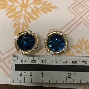 Elegant Blue and Gold S.A.L.  Stud Earrings